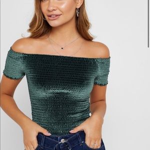 Forever 21 RED Velvet Off The Shoulder Top M